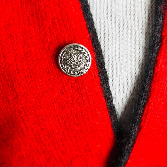 Vintage Red Elbow Patch Button Front Cardigan Sweater Size Large - Picture 5 of 7